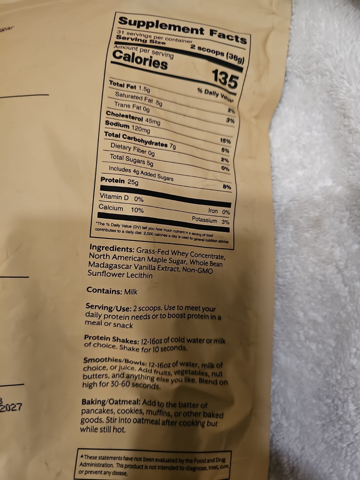 Promix Grass Fed Whey Protein Madagascar Vanilla 2.5lb Clean Protein