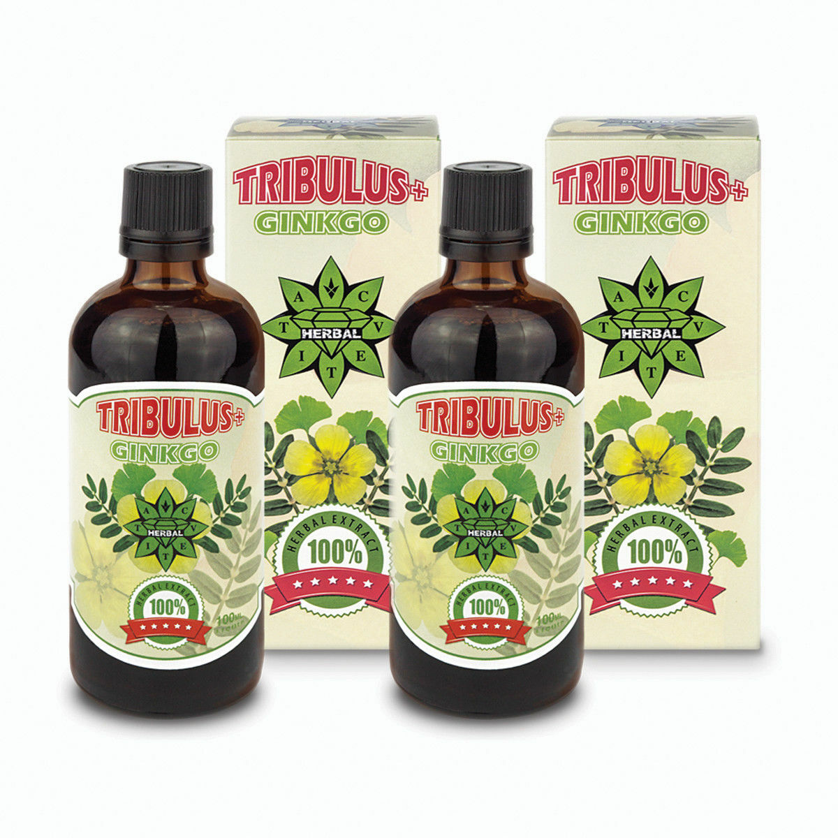 Tribulus terrestris and Ginkgo Biloba Testosterone booster Muscle gainer 2 x 100