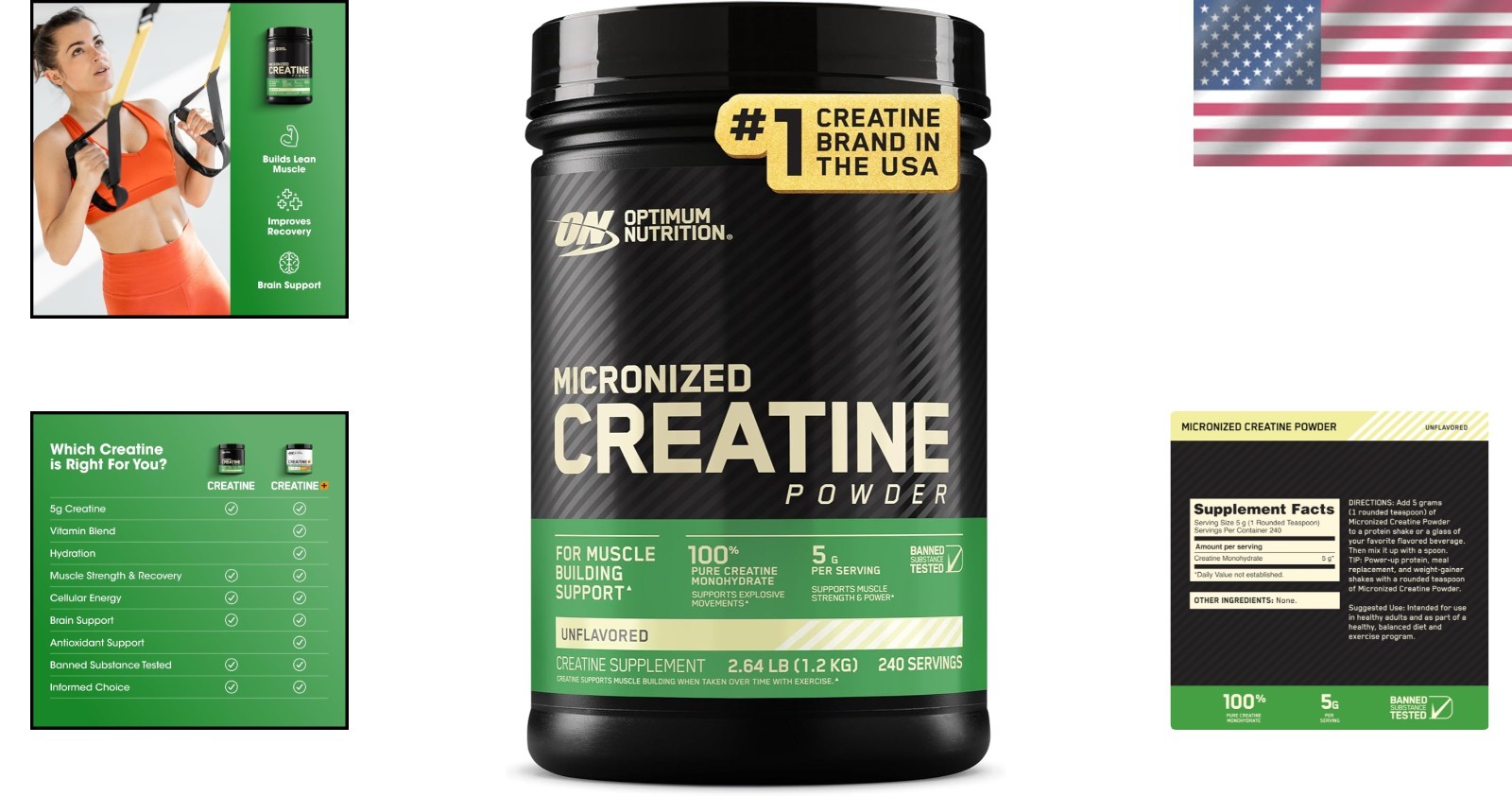 Pure Micronized Creatine Powder, Unflavored – 240 Servings