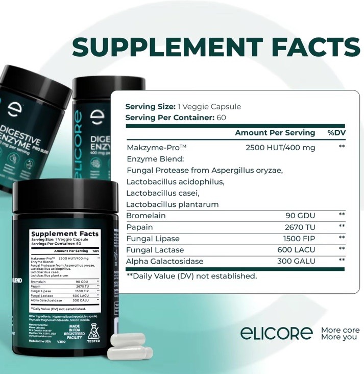 Premium Digestive Enzyme Pro Blend with Bromelain & Papaya Enzyme Exp 7/26
