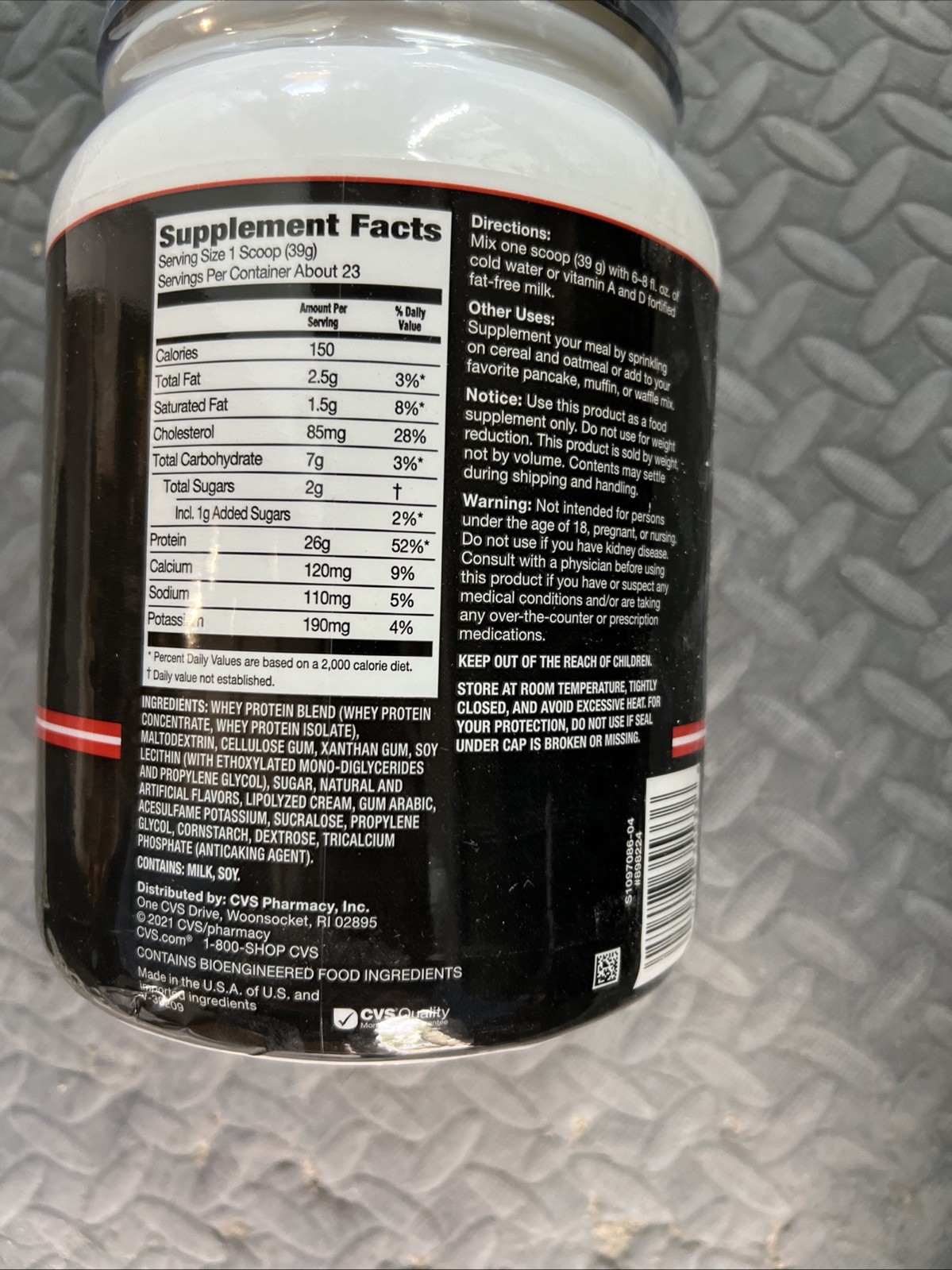 CVS HEALTH Whey Protein Powder, Vanilla Dietary Supplement 26g Protein, 32oz