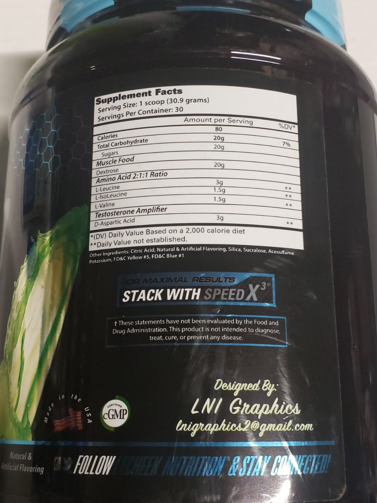 Lecheek Nutrition – AMINO TEST – 30 Servings – APPLE – 32.7 oz – Best By 10/2025