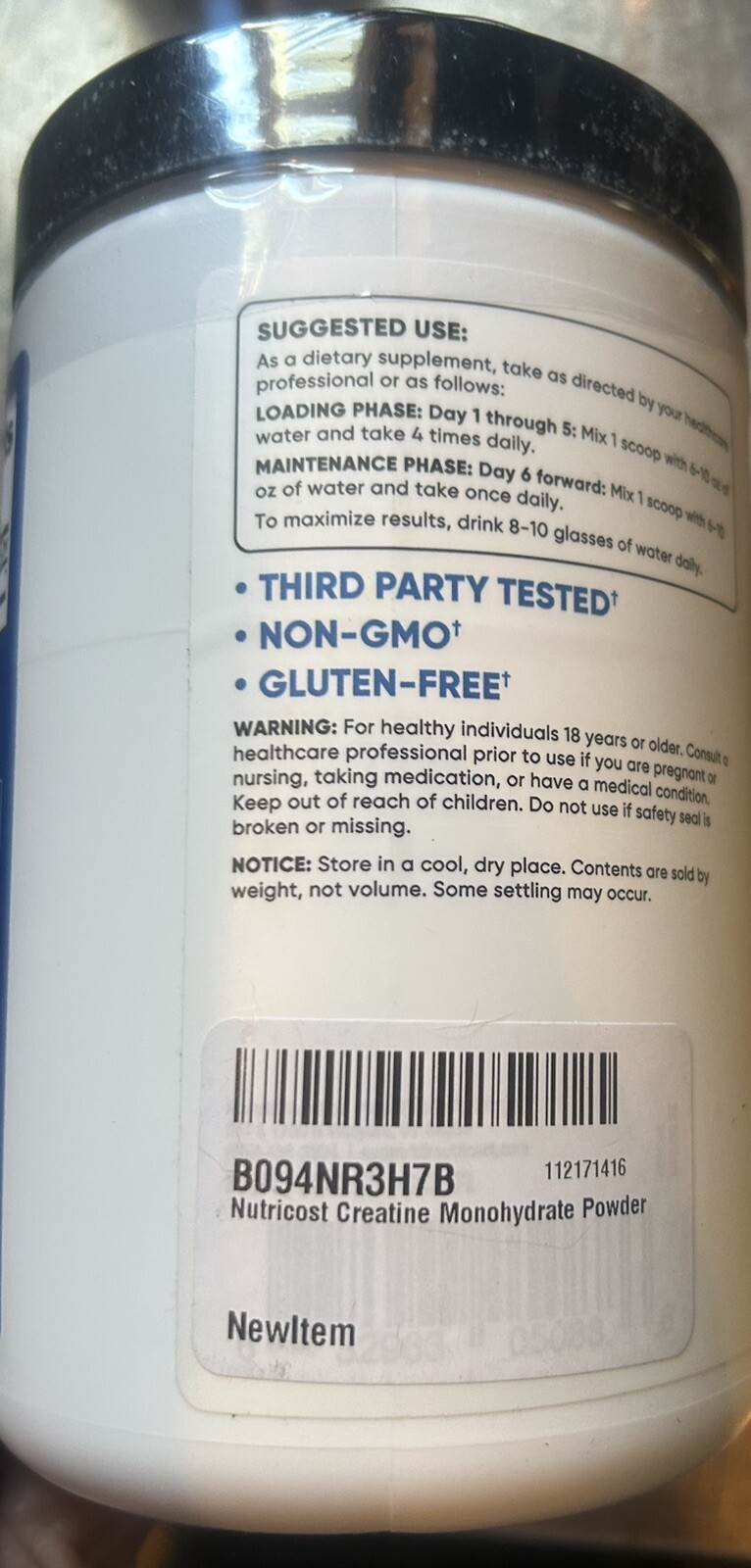 Sealed! Nutricost Pure Creatine Monohydrate 500 Gram Powder 01/2027 Expiration