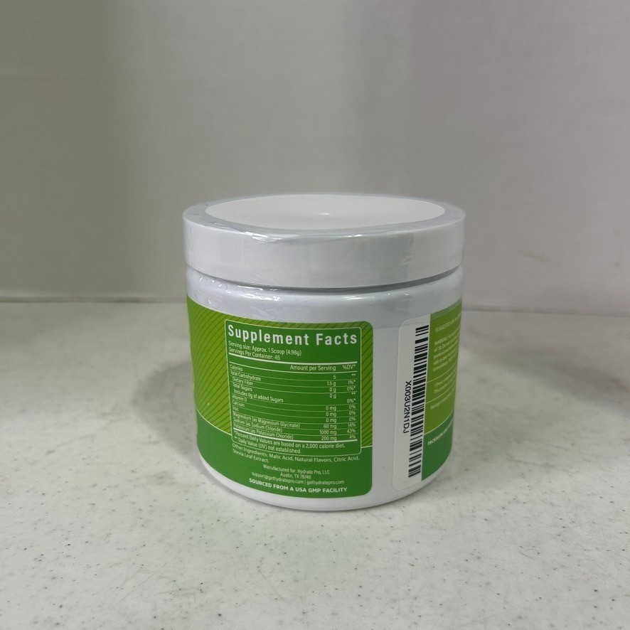 Hydrate Pro Sugar-Free Electrolytes Lime Flavor Dietary Supplement 7.76oz 220g