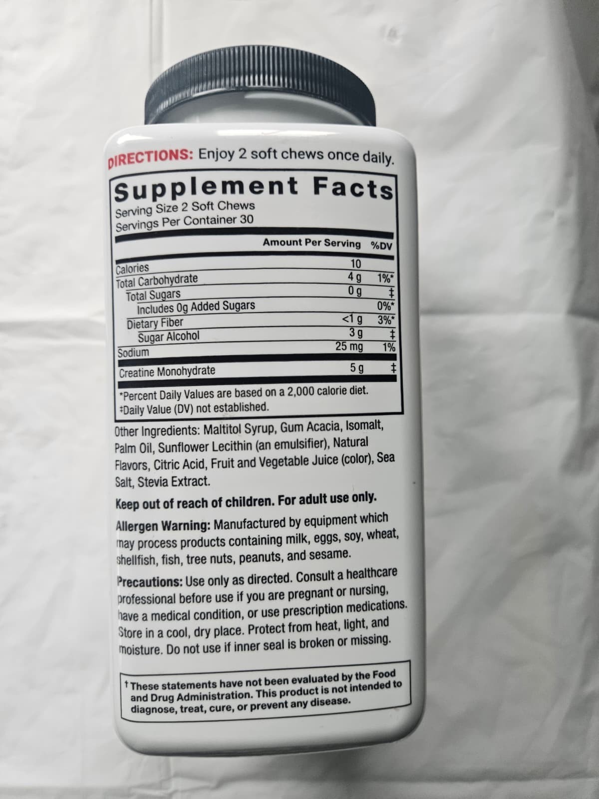 Force Factor Legendary 5g Creatine Monohydrate Chews, Berry Blast-60 Soft Chews