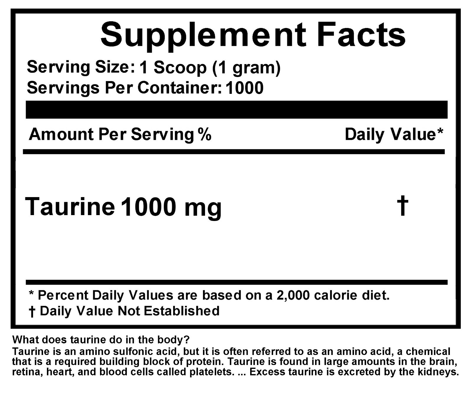 2.2lb (1000g) 100% PURE L-TAURINE AMINO ACID POWDER USP GRADE MUSCLE ENERGY
