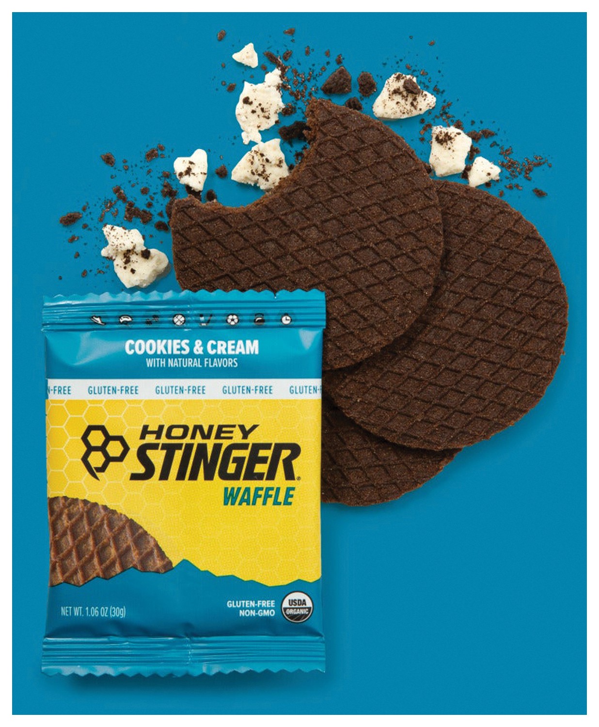 Honey Stinger Gluten Free Organic Waffle – Cookies and Cream, Box of 12
