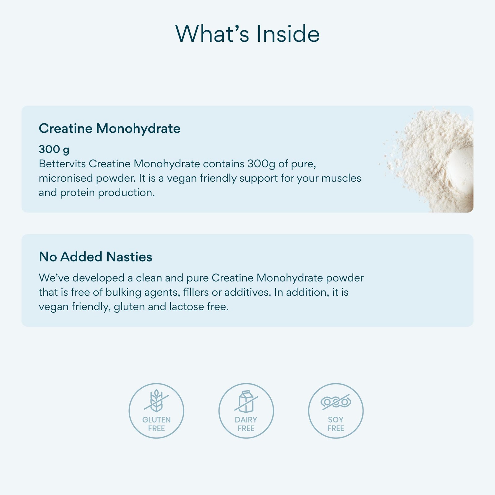 Bettervits Creatine Monohydrate 5g Unflavoured 60 Servings