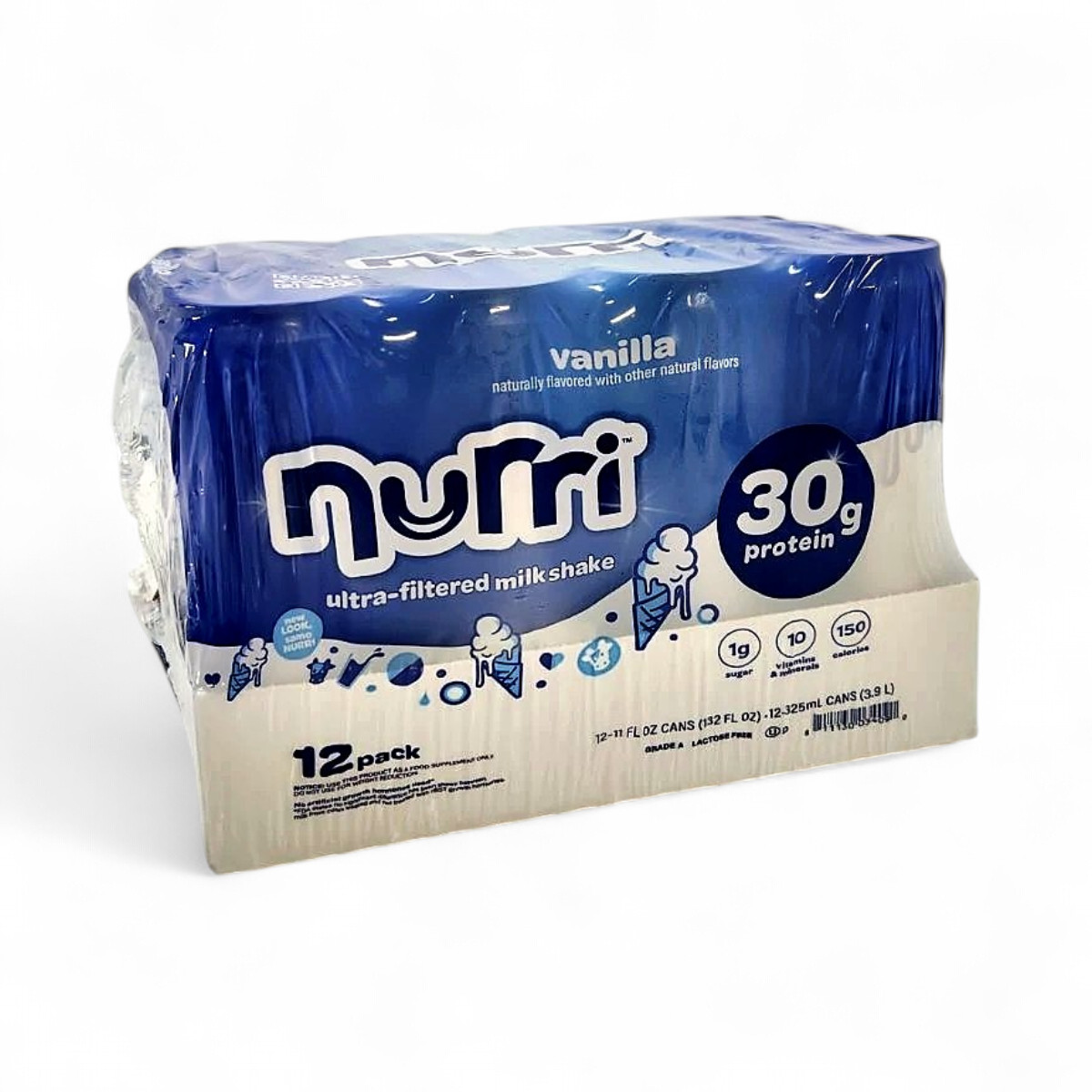Nurri 30g Protein Ultra-Filtered Vanilla Milk Shake Cans 11 fl oz – 12 Pack