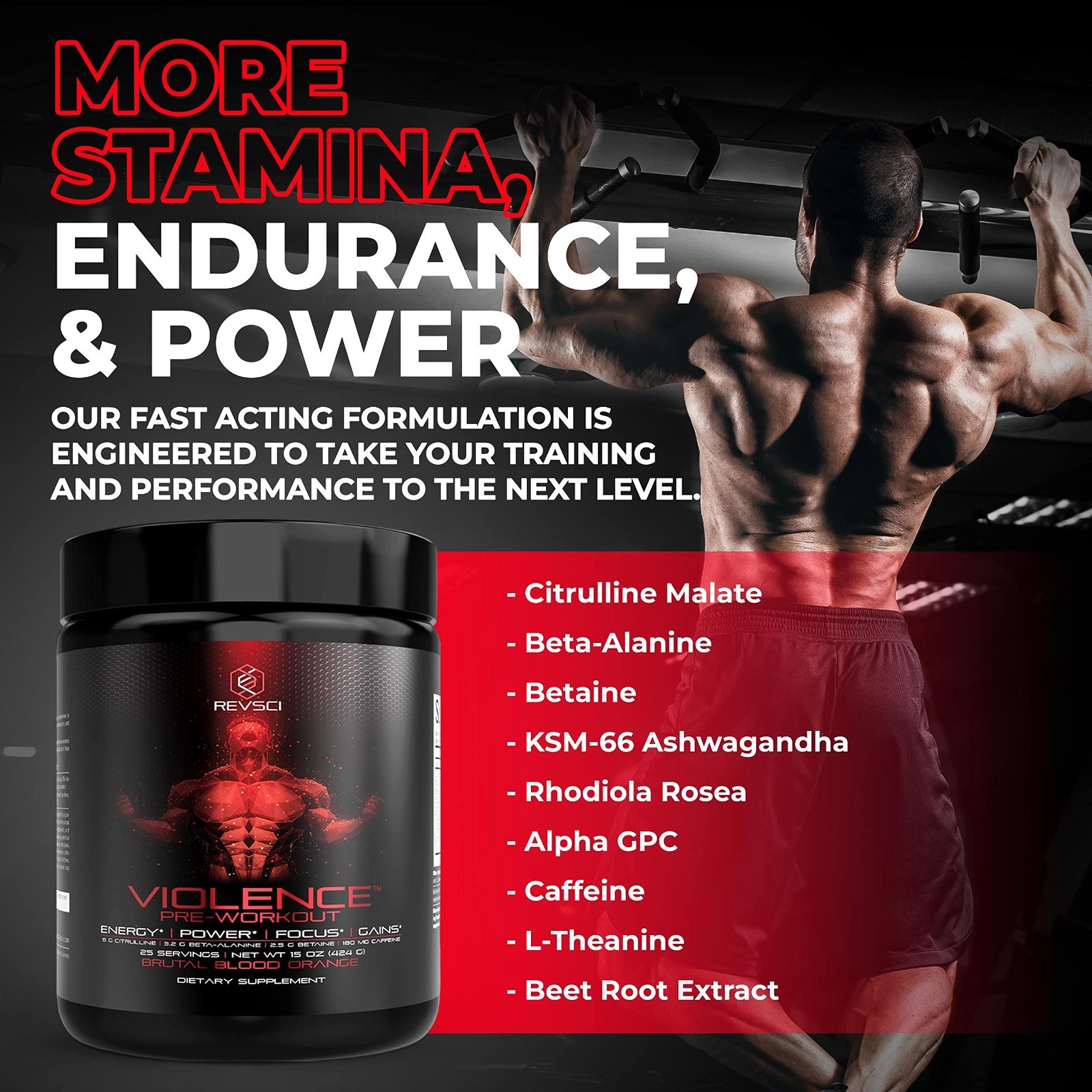 Pre Workout Powder for Energy & Focus, 180mg Caffeine, L-Theanine, Beta Alanine