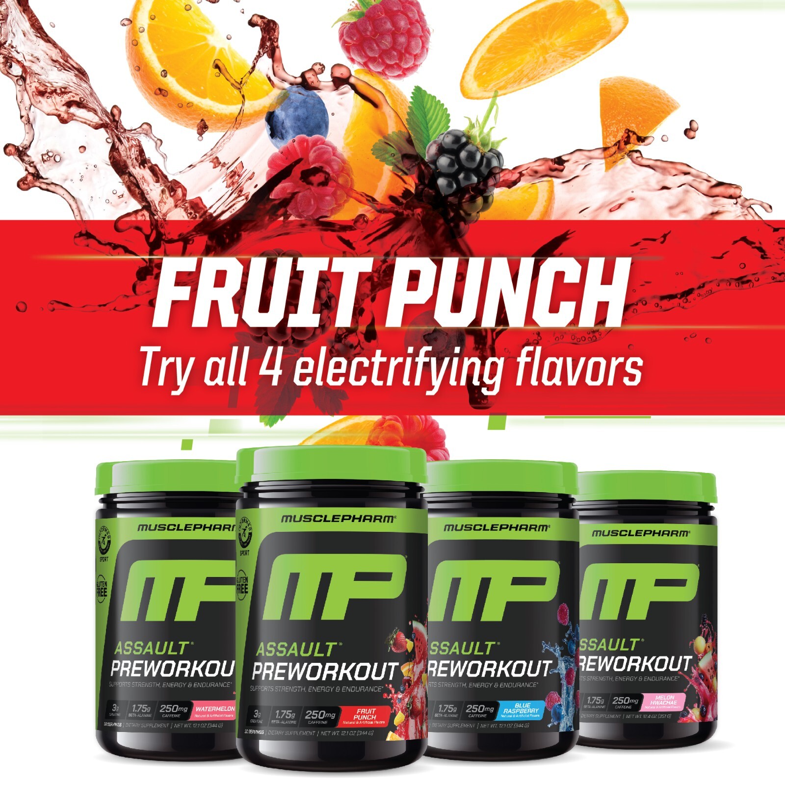 MusclePharm Assault Energy & Strength Pre Workout – 30 Servings, Fruit Punch