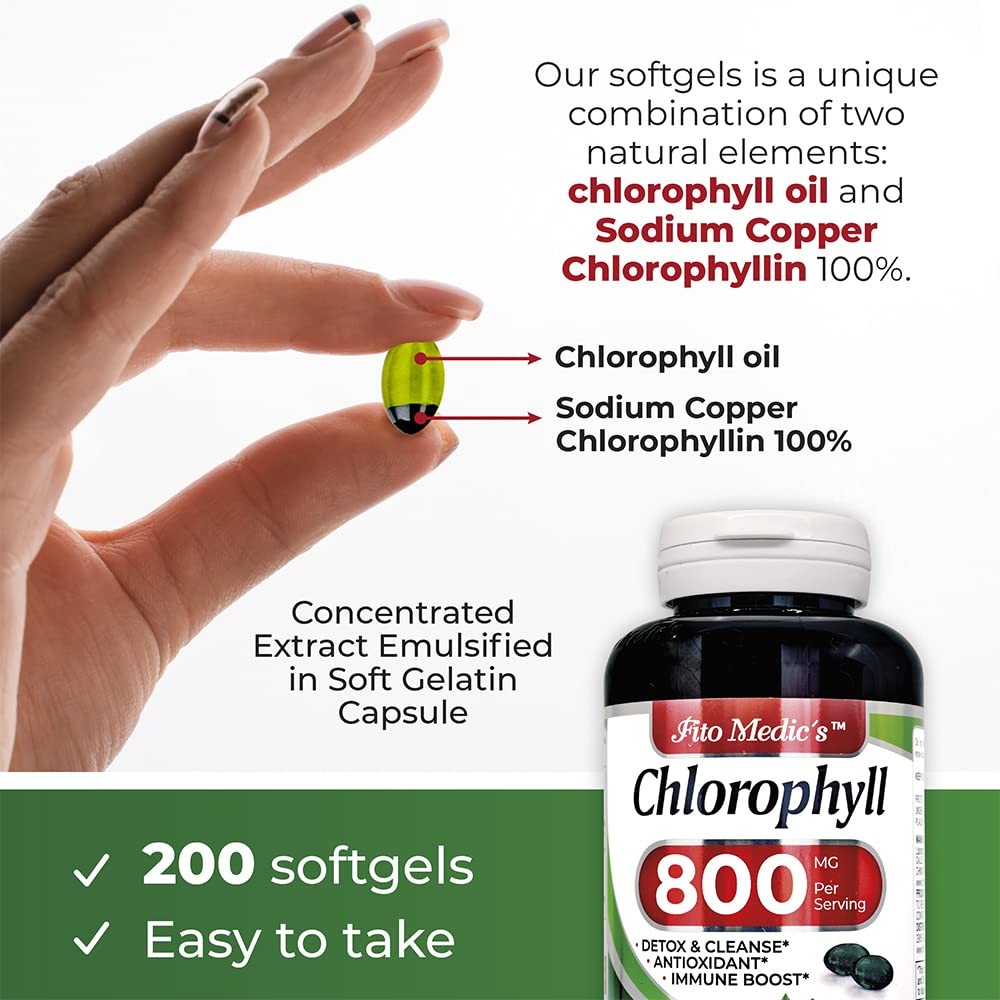 FITO MEDIC’S Lab – Chlorophyll – Pure – 800 mg per 200 Count (Pack of 1)