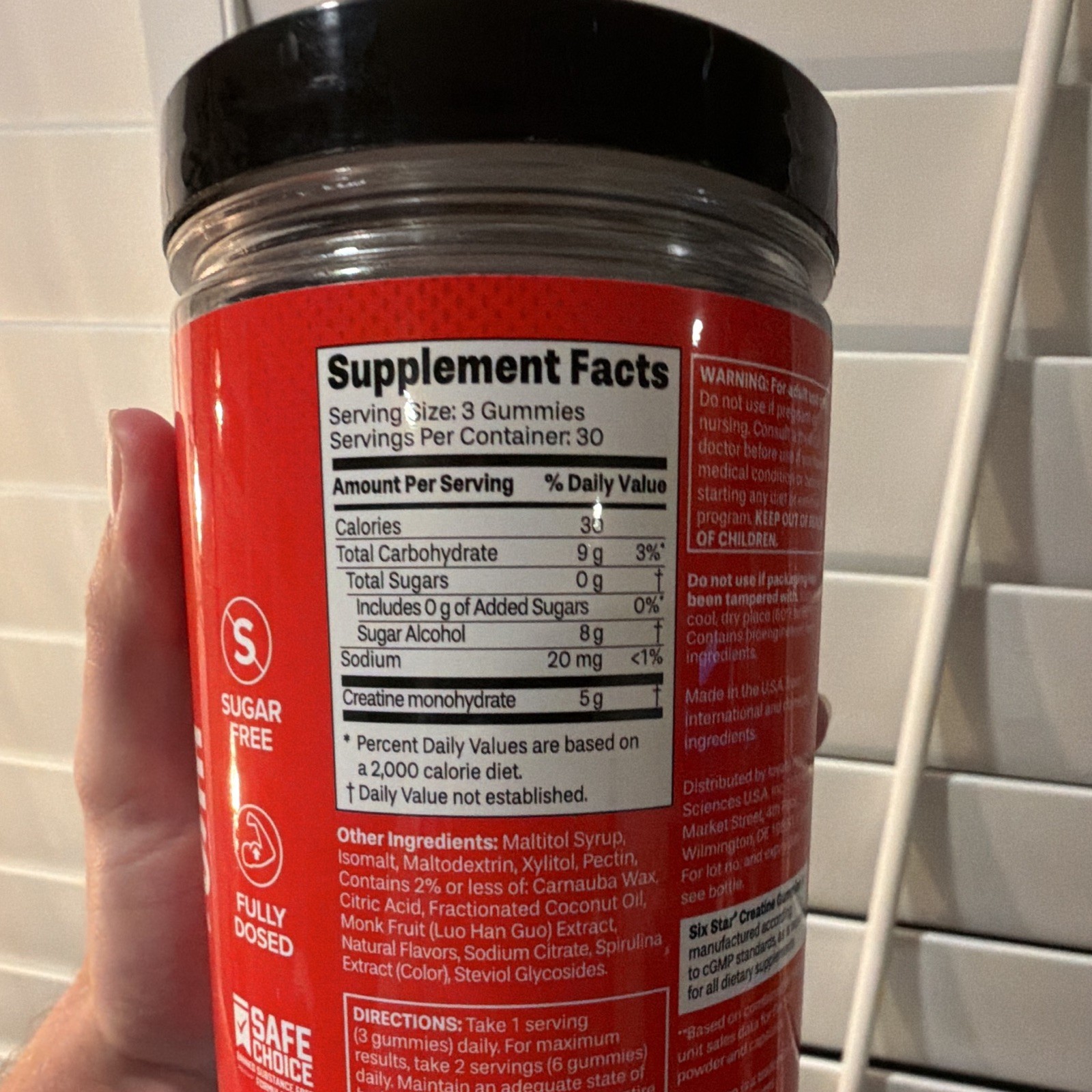 Six Star Creatine Monohydrate Gummies & Chewables, Sugar-Free Blue Raspberry