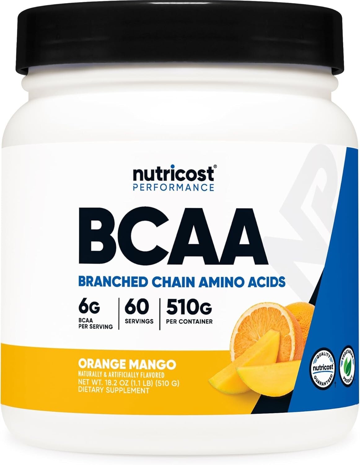 BCAA Powder – Orange Mango Flavor, 60 Servings – Gluten Free & Non-GMO
