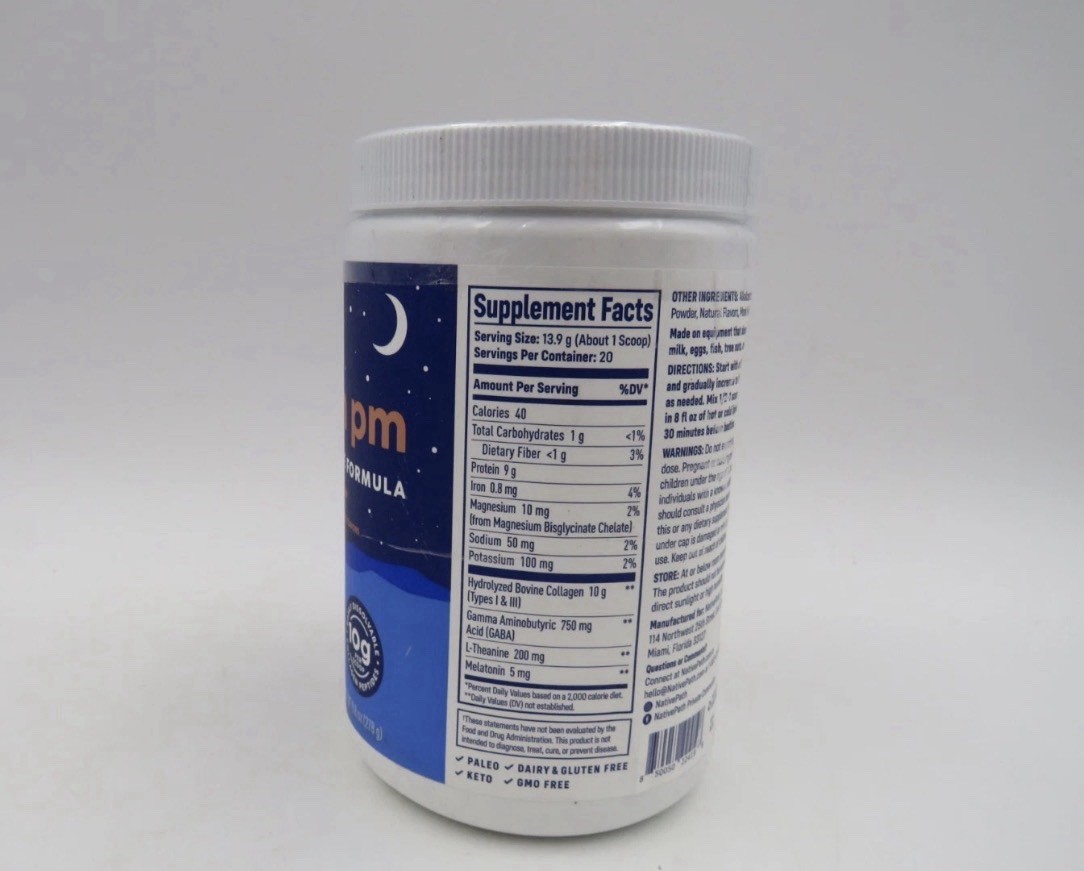 NativePath Collagen PM Chocolate Nighttime Collagen Powder with Magnesium 07/26