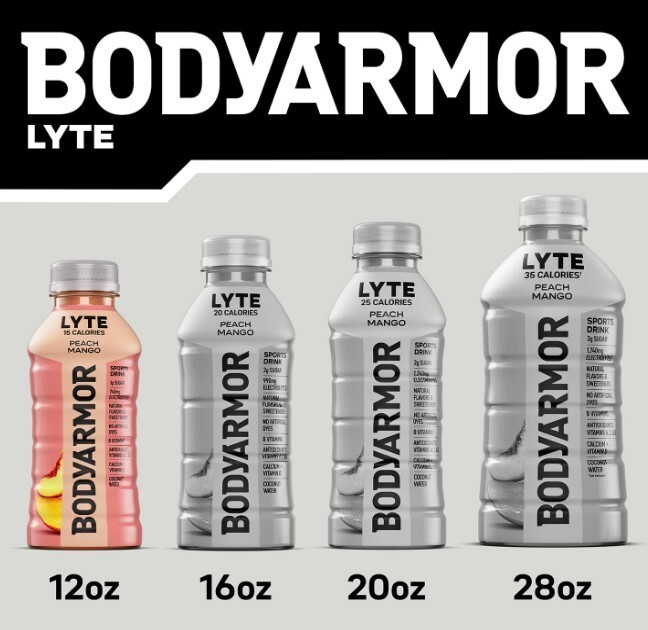 BODYARMOR LYTE Sports Drink Low-Calorie Sports Beverage, Peach Mango, 12 fl oz