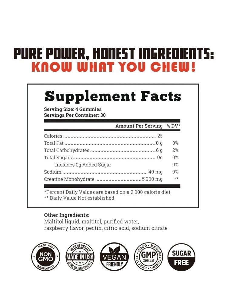 Old School Labs Creatine Monohydrate Gummies -5g per Serving Best Creatine 11/26