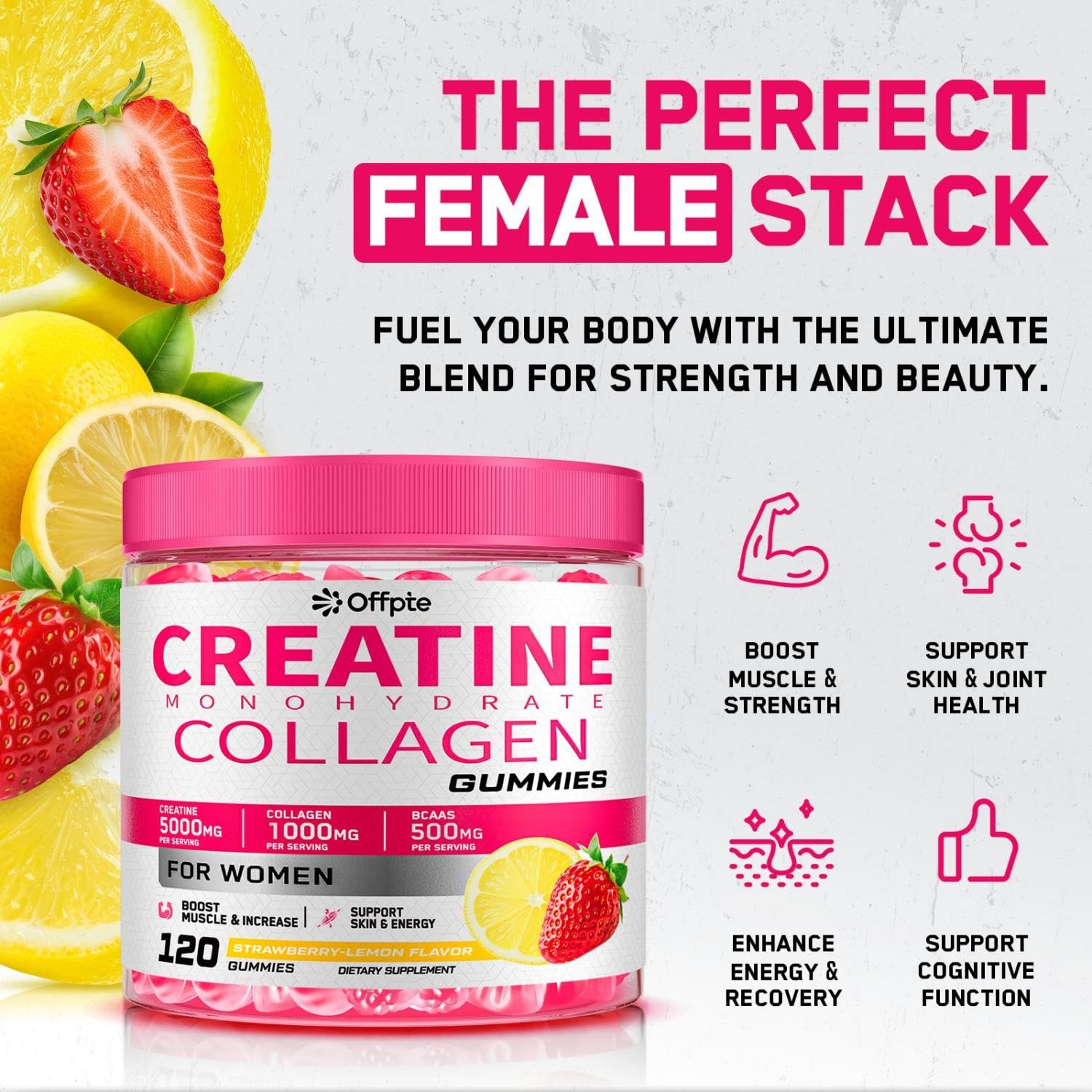 Creatine for Women, 5000mg Complex with Collagen & BCAAs, Vitamin B12, Creati…