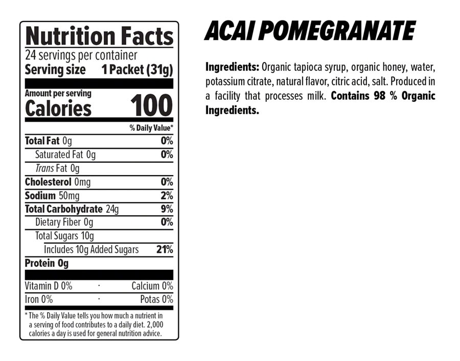Honey Stinger Organic Energy Gel – Acai and Pomegranate, Box of 24