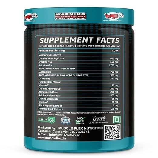 Muscle Flex Nutrition Preworkout-Extreme Lasting Explosive Energy,Focus,-30 Serv