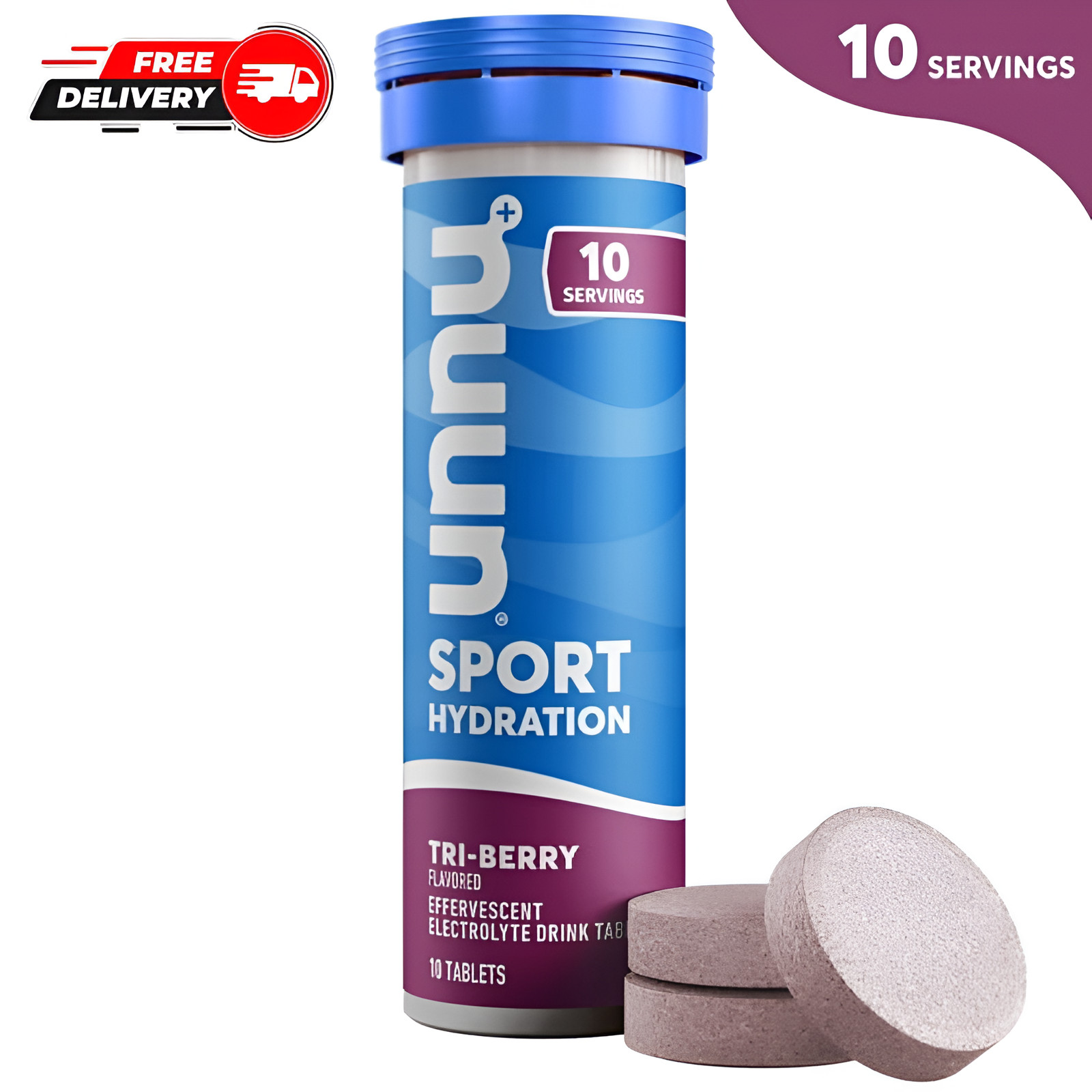 Nuun Sport Electrolytes Hydration Drink Mix Tablets, Tri-Berry, 10 Count Tube
