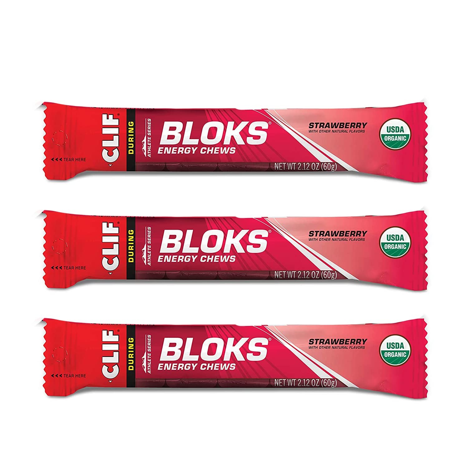 CLIF BLOKS – Energy Chews – Strawberry- Non-GMO – Plant 3 Count (Pack of 1)