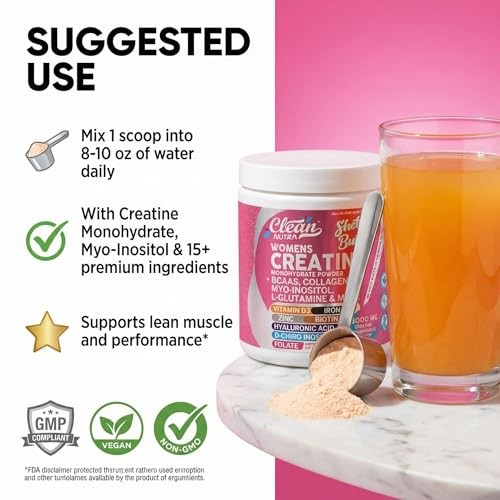 Clean Nutra Creatine for Women | BCAA Powder, Collagen, Biotin, Vitamin D3