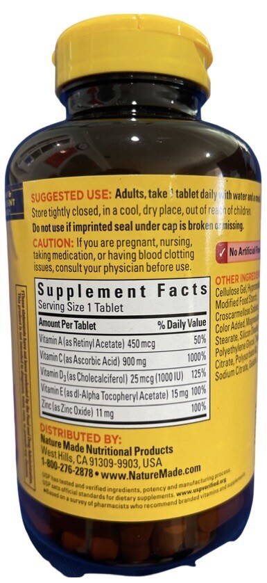 Nature Made Super C with Vitamin D3 & Zinc Supplement 200 Tablets