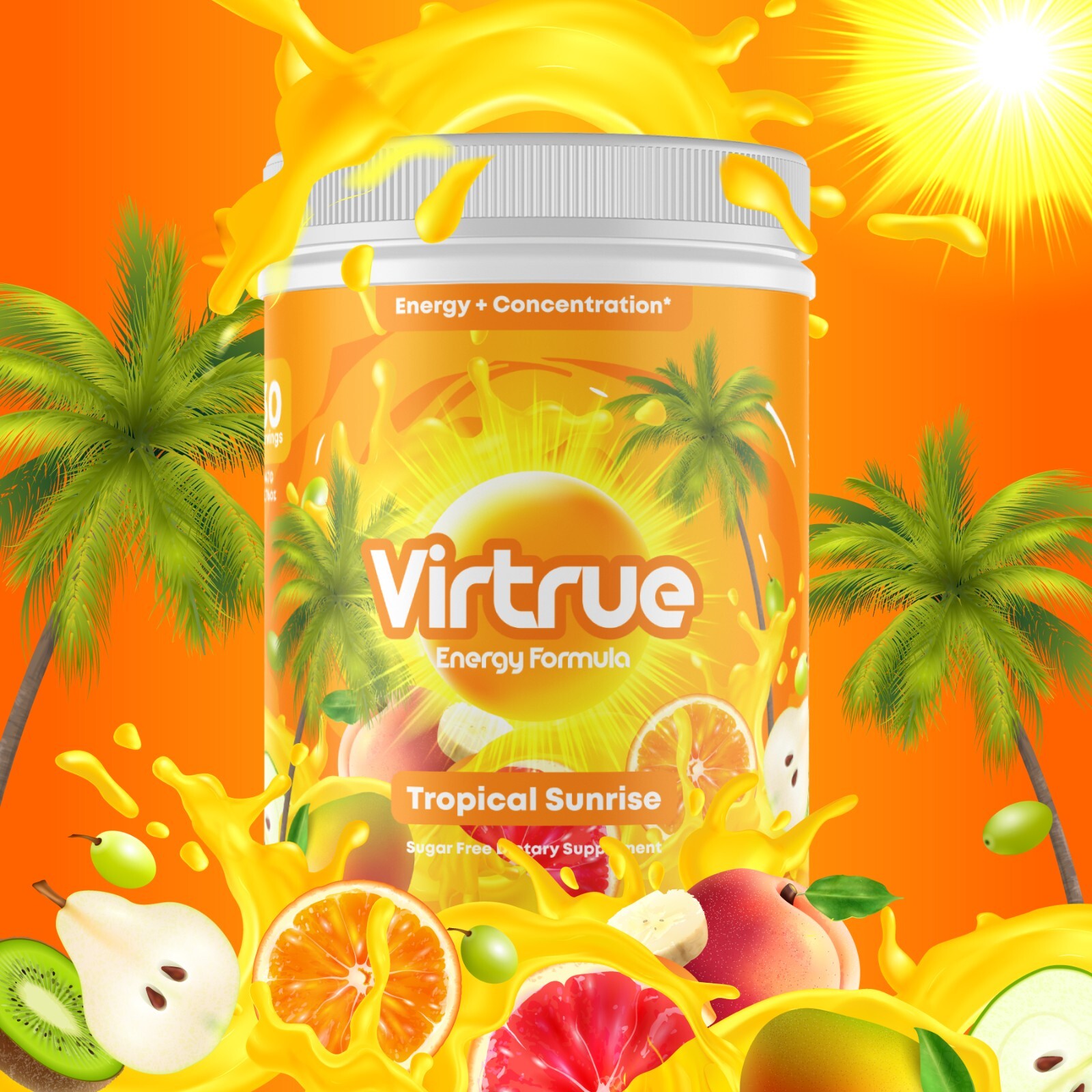 Tropical Sunrise PreWorkout & Focus – 5 Stars – Free Shipping – Made in USA