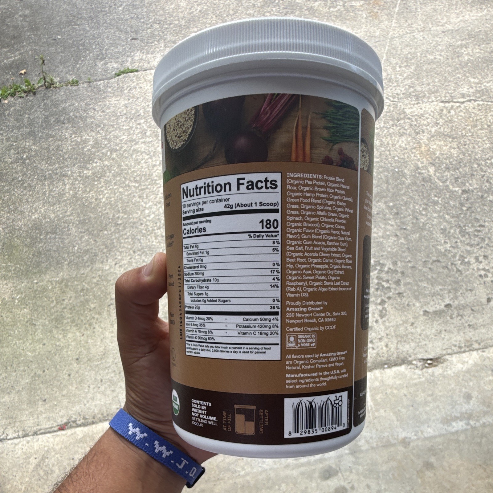 Amazing Grass Organic Non-GMO Plant Protein Powder, Choc Peanut Butter lot 12