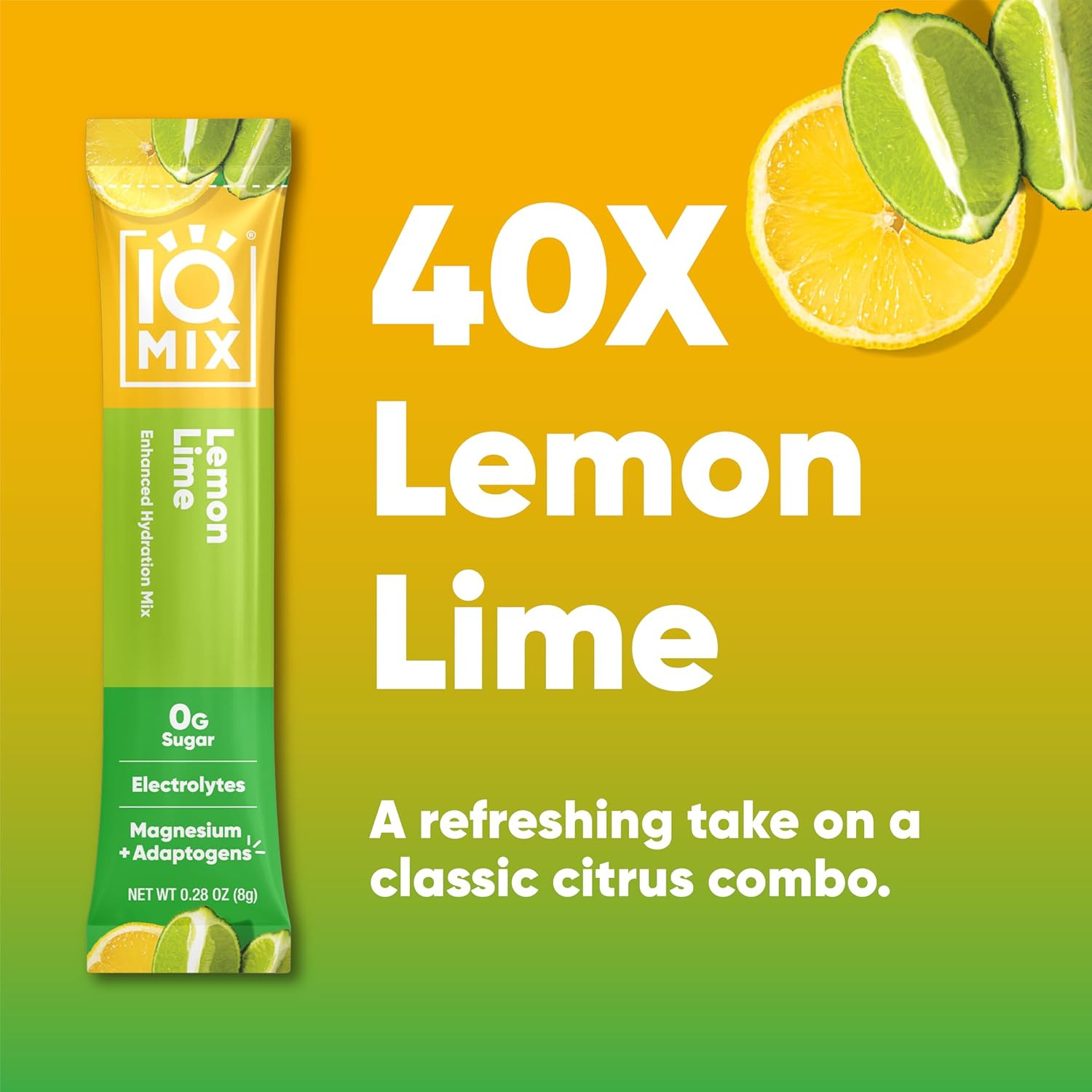 IQMIX Hydration Electrolyte Powder, Lemon Lime Sugar-Free Drink Mix, 40 Count