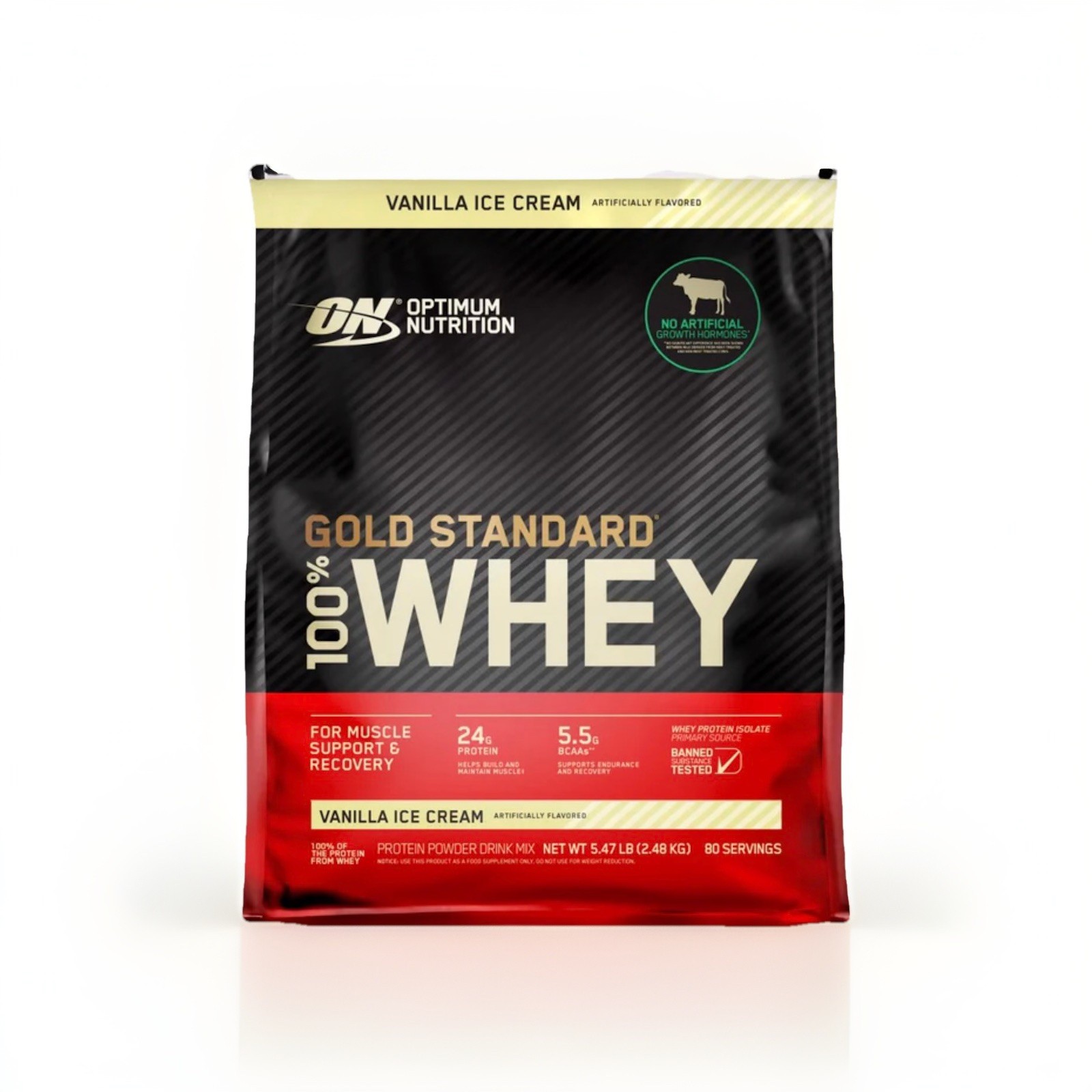 Optimum Nutrition Gold Standard Whey Protein Powder-Vanilla Ice Cream 5.47lb
