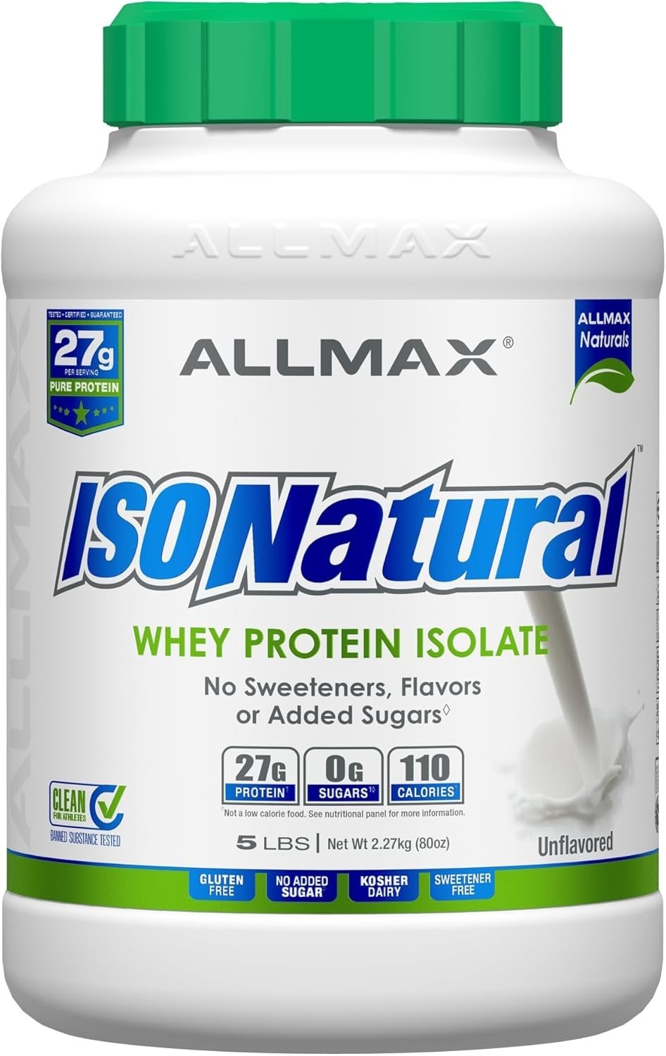 Allmax Nutrition IsoNatural – Whey Protein Isolate Unflavored 5 lbs (2.27 kg)