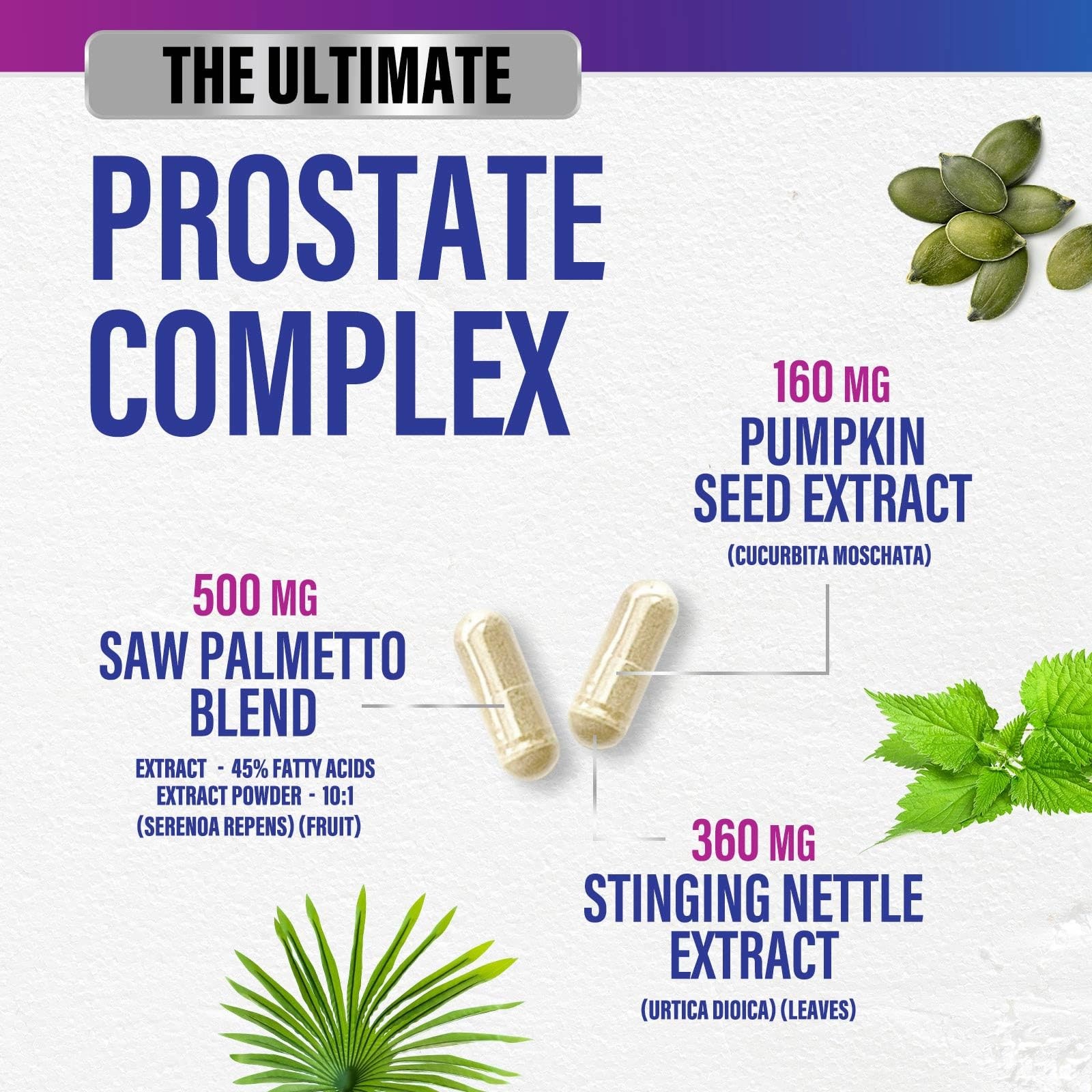 Prostate Health Supplements for Men 1000mg – 3X Strength 60 Count (Pack of 1)