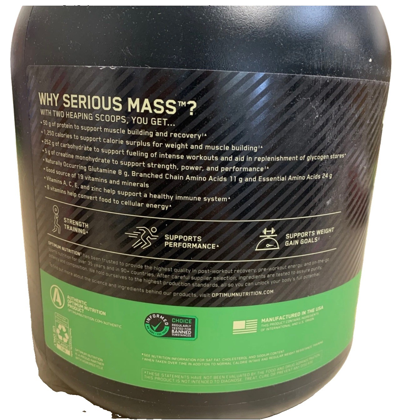 ON – Optimum Nutrition Serious Mass Banana Protein Powder – 96oz Exp 10-2027
