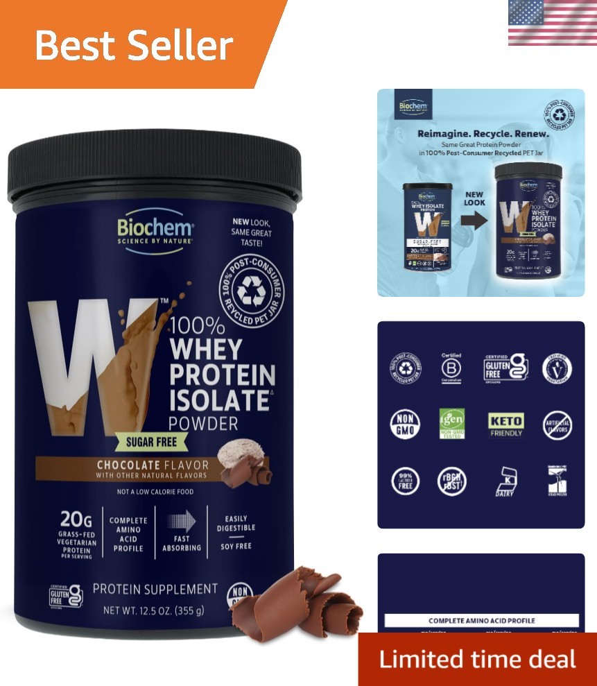 Gluten-Free, Sugar-Free Chocolate Whey Protein – 20g Pure Grass-Fed Nutrition