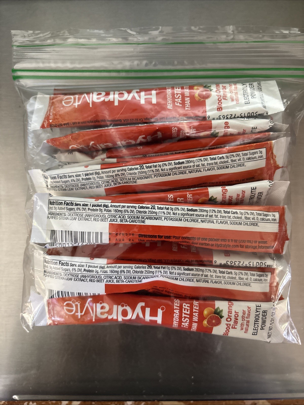 New! Hydralyte Electrolyte Powder 20 packets Blood Orange EXP. 08/24