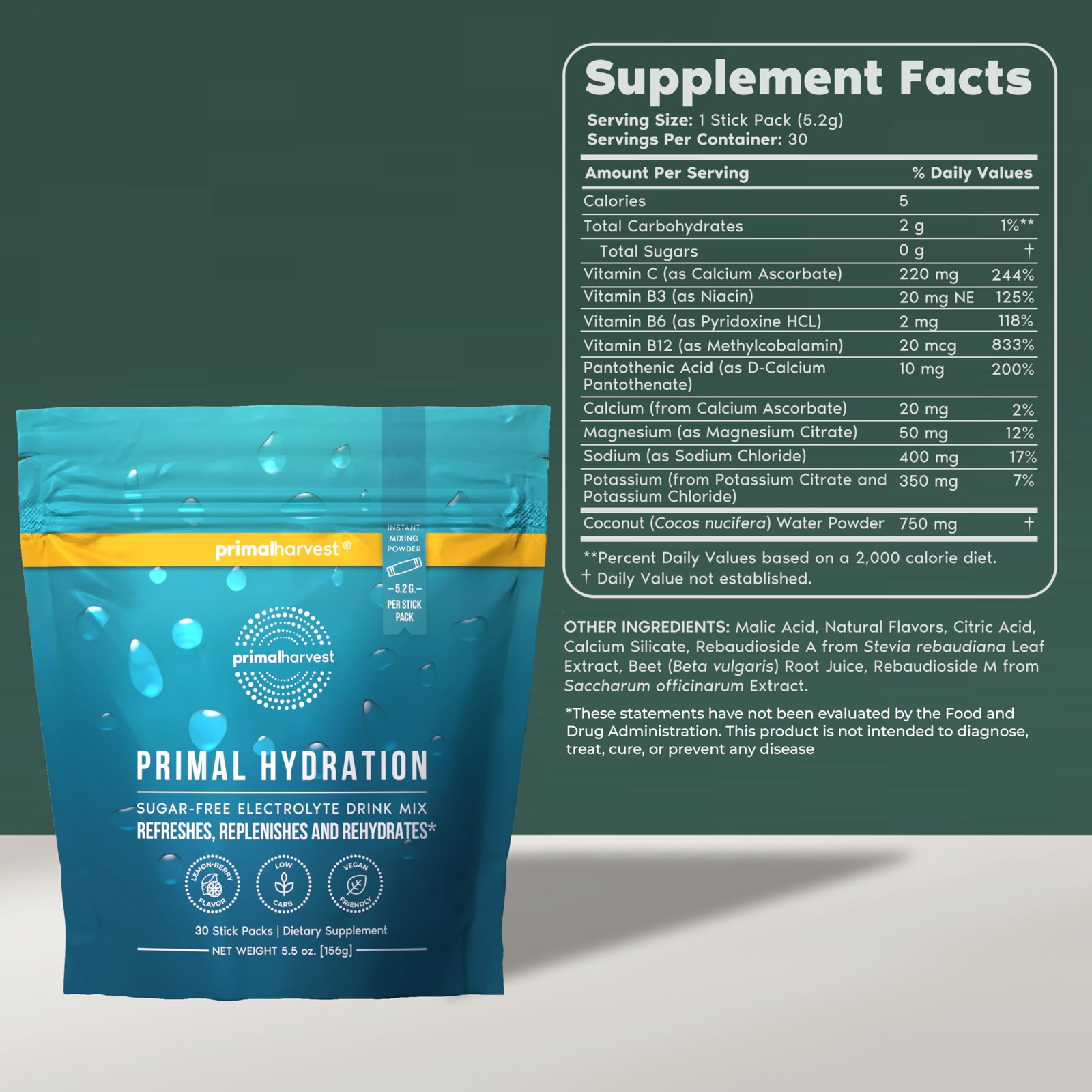 Primal Harvest Electrolytes Powder Packets 5.5 Ounce (Pack of 1)