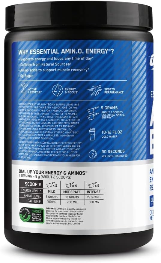 Essential Amino Energy – Muscle Recovery & Focus Enhancer, Blue Raspberry Flavor