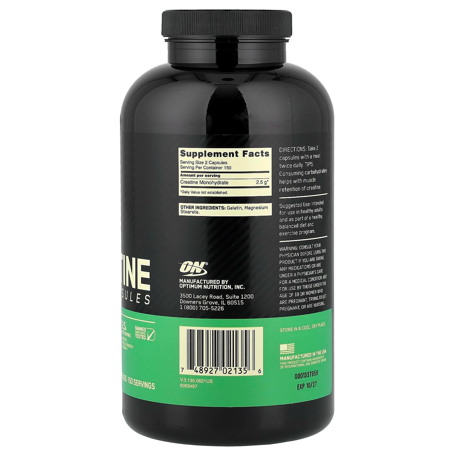 Creatine 2500mg – 300 Capsules for Muscle Growth, Strength & Performance