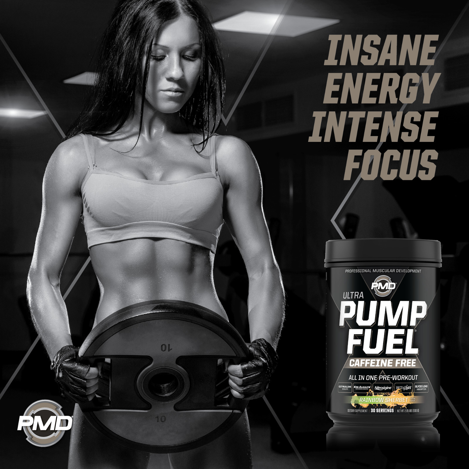 PMD SPORTS PUMP FUEL ULTRA CAFFEINE FREE – ROCKIN RAINBOW SHERBET (30 servings)
