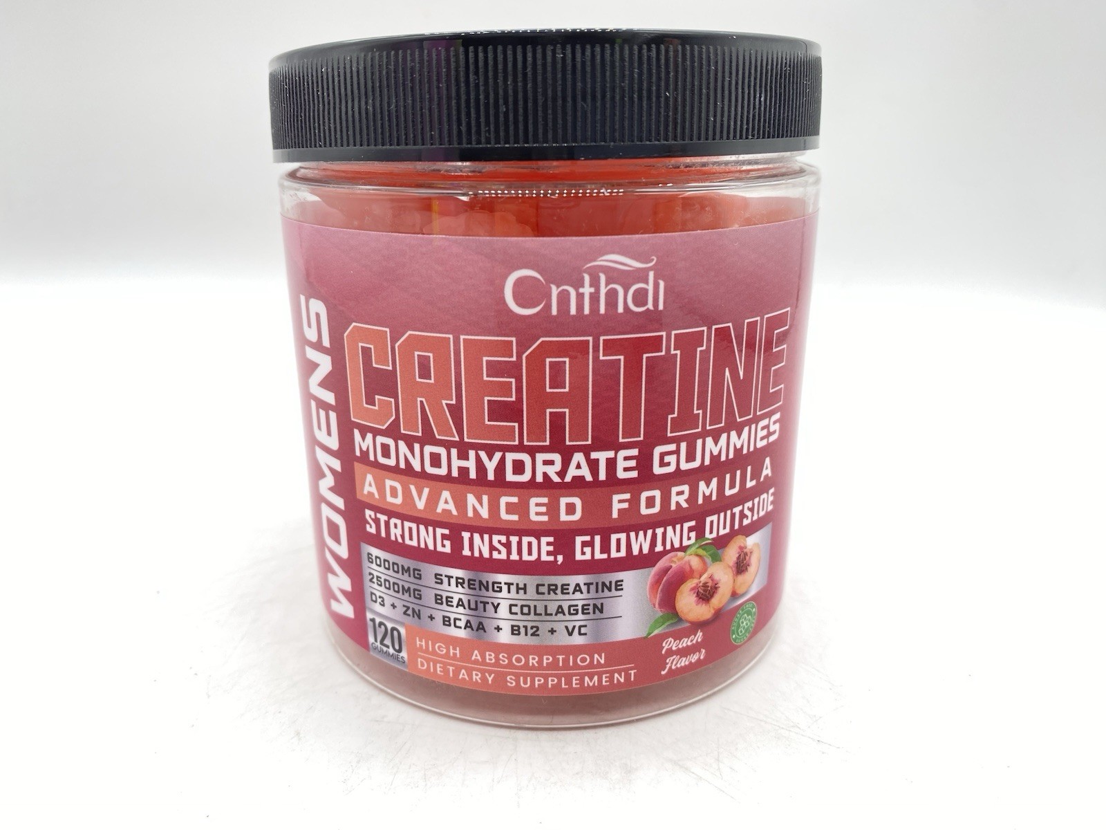 Cnthdi Creatine Monohydrate Gummies Peach Gluten-Free Soy-Free 6000mg 120 Ct