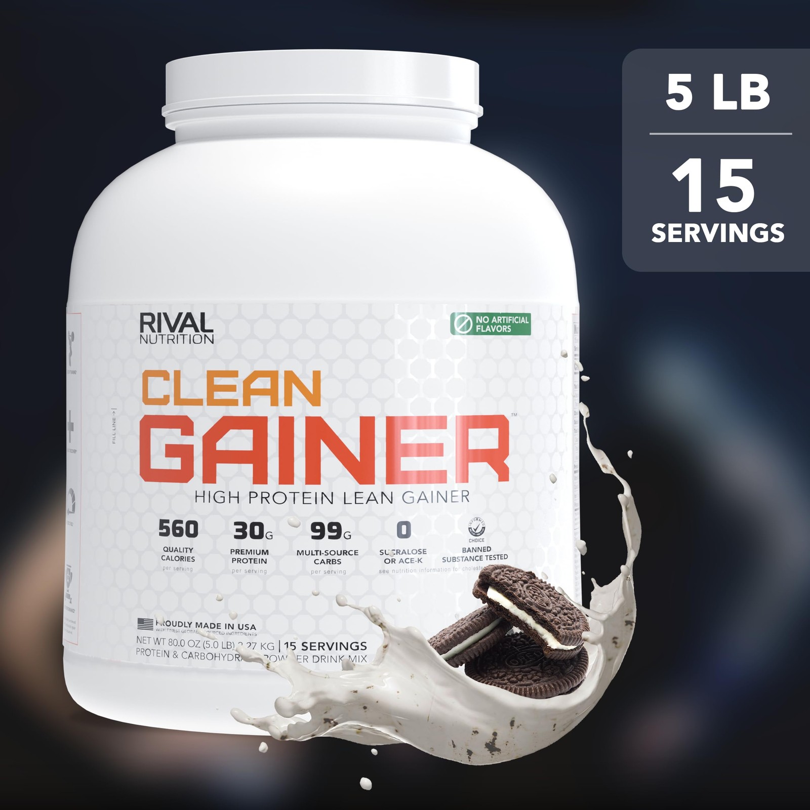 Proteina En Polvo De 5 Lbs Sabor a Galletas y Crema Para Ganar Masa Muscular 30G