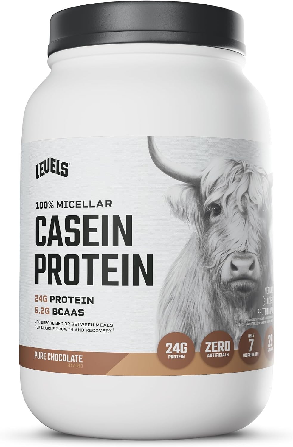 Levels Micellar Casein Protein Powder 2LB Chocolate 24g Protein 5.2g BCAAs