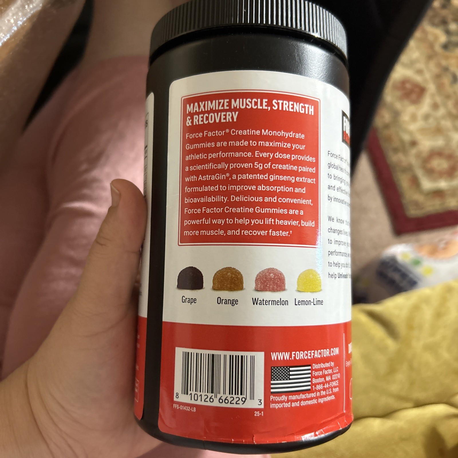 Force Factor Creatine Monohydrate Gummies Assorted Fruit Flavors 150 Exp 08/2027