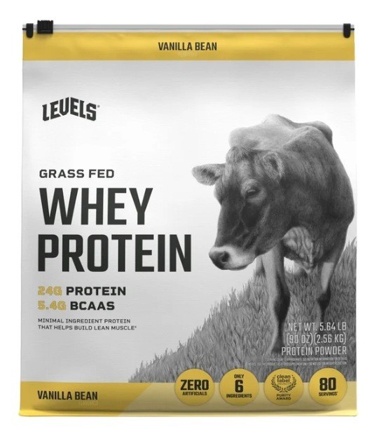 Levels Whey Protein, Vanilla Bean, Grass Fed Whey Protein 5.64 lbs, 80 Servings