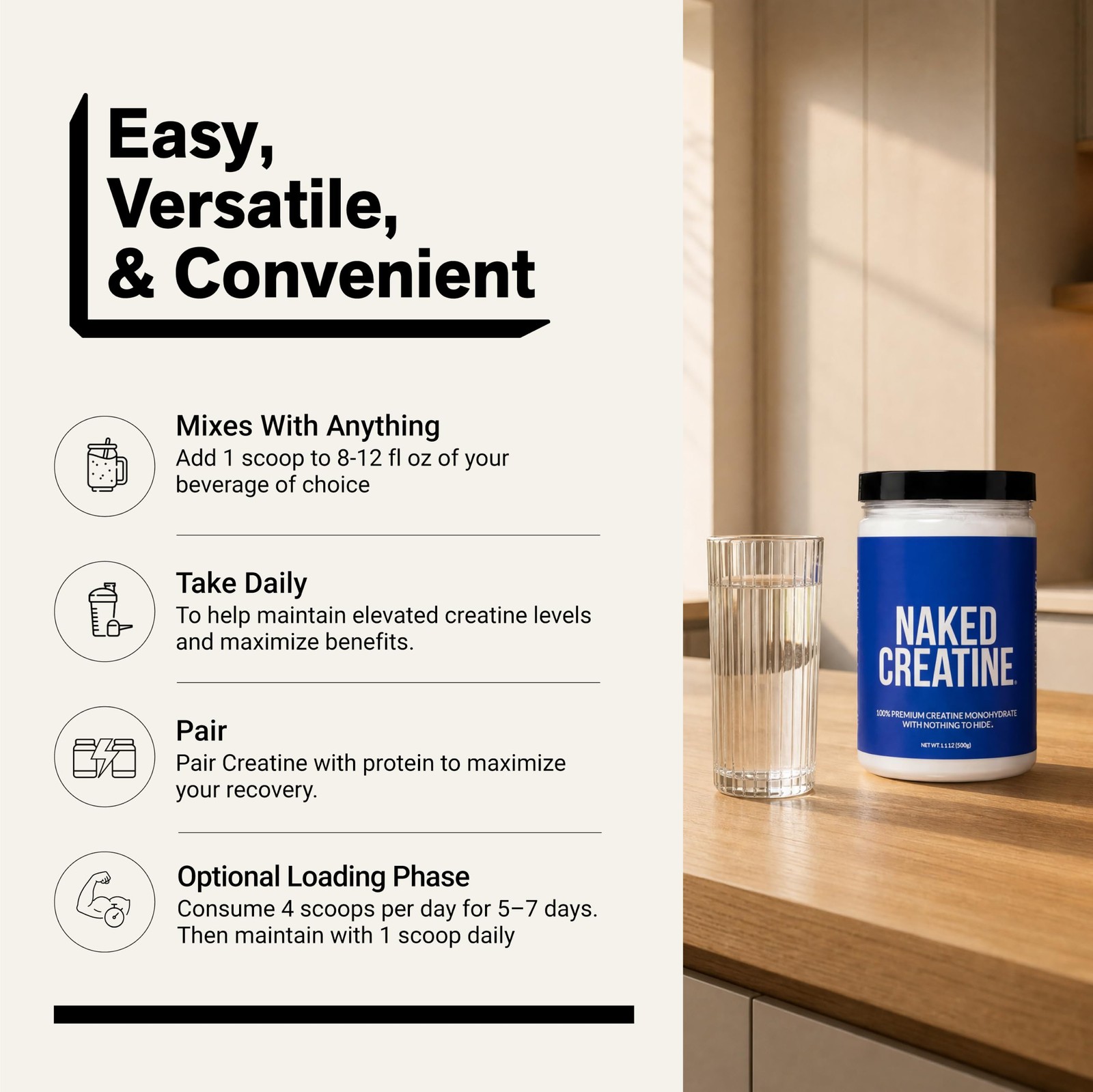 NAKED Pure Micronized Creatine Monohydrate 100 Servings (Pack of 1), Blue