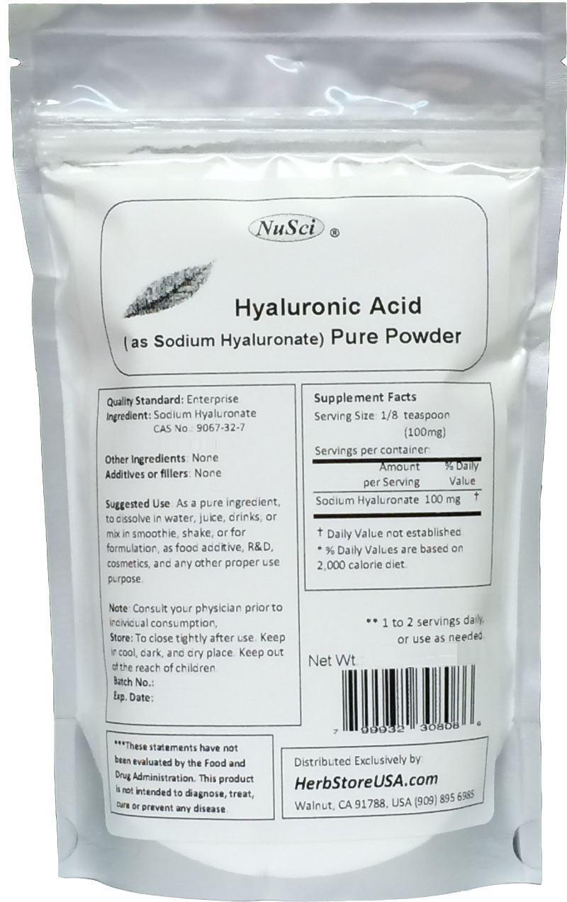 NuSci Pure HA Hyaluronic Acid Powder 250g Sodium Hyaluronate anti wrinkle