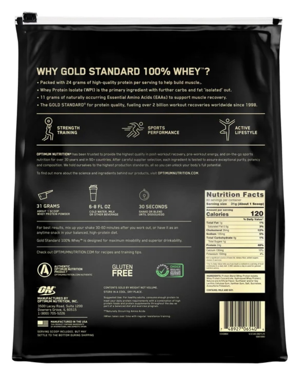 Optimum Nutrition Gold Standard 100% Whey Protein, 80 Servings (Pack of ONE)