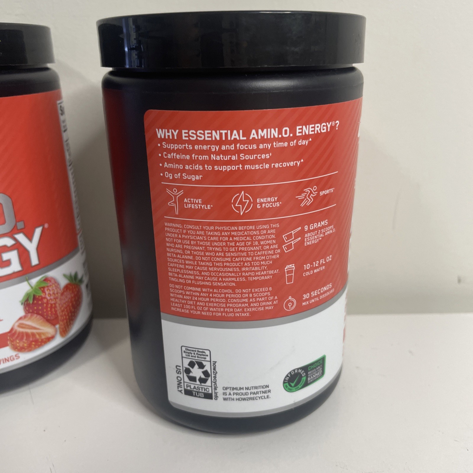 (2) Essential Amin.O. Energy Juicy Strawberry Burst 9.5 oz 270 g EXP 9/27